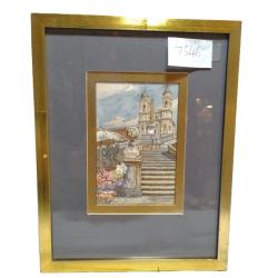 SMALL FRAMED WATERCOLOR PRINT OF A CATHEDRAL