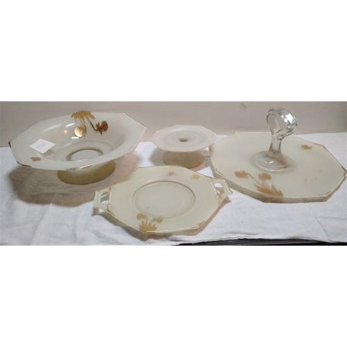 WHITE PAINTED DECO GLASS