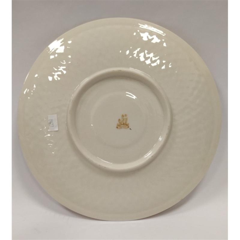THREE BELLEEK PORCELAIN PIECES, TWO VASES AND PLATE