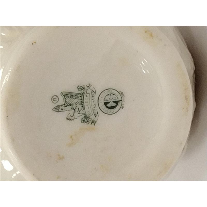 THREE BELLEEK PORCELAIN PIECES, TWO VASES AND PLATE