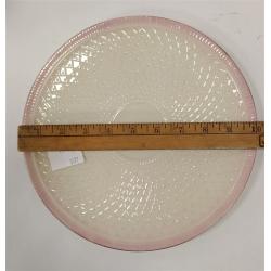 THREE BELLEEK PORCELAIN PIECES, TWO VASES AND PLATE
