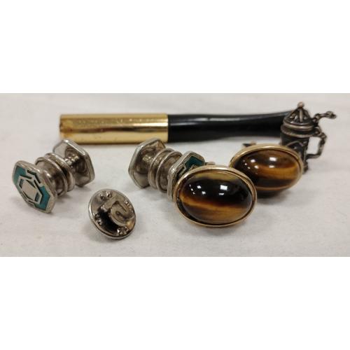 CUFF LINKS, TIE TACK, CHARM, CIGARETTE STICK