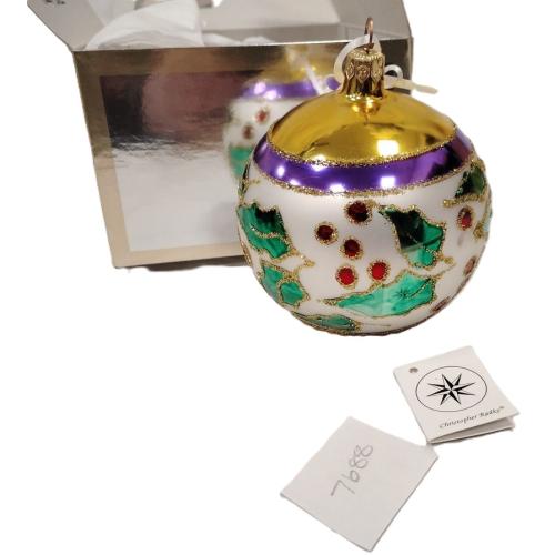 CHRISTOPHER RADKO HOLLY BALL ORNAMENT
