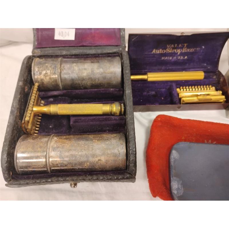 Old Razor Set THREE VINTAGE MEN'S RAZOR SETS WITH BOXES AND ONE SHARPENING STONE