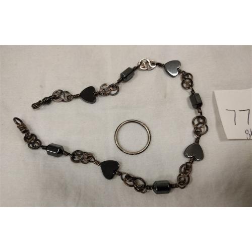 UNMARKED STERLING BRACELET AND RING