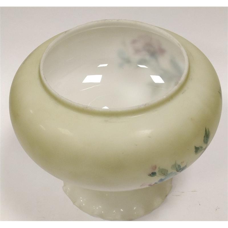 GLASS KEROSENE LAMP SHADE WITH PRINTED FLORAL DESIGN