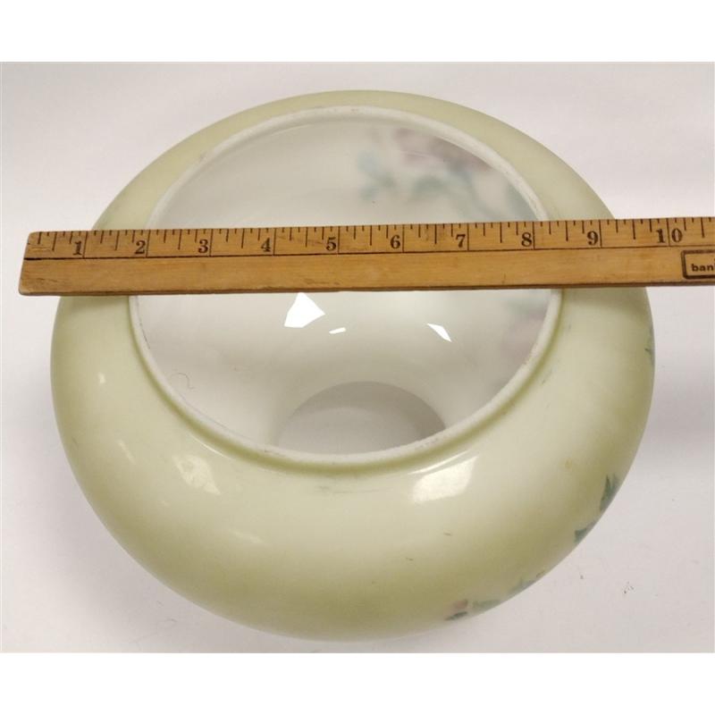 GLASS KEROSENE LAMP SHADE WITH PRINTED FLORAL DESIGN