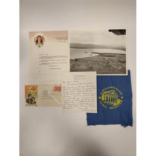 EPHEMERA - GIRL SCOUT LETTER AND BURLINGTON VT ARIEL PHOTO AND MORE