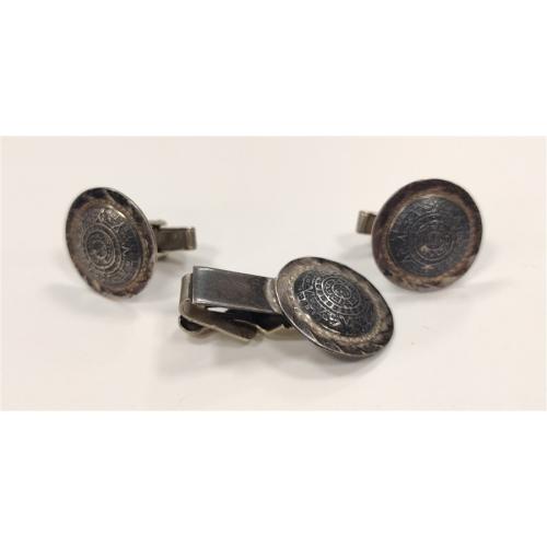 MEXICAN STERLING EARRINGS AND TIE BAR