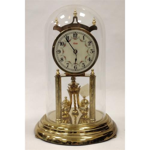 AS IS VINTAGE KUNDO ANNIVERSARY CLOCK WITH GLASS DOME