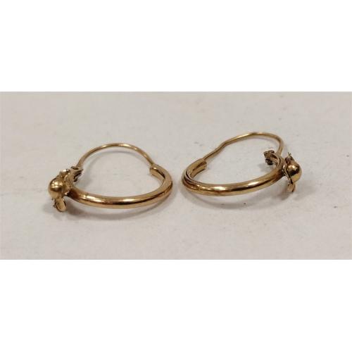 UNMARKED 14K HOLLOW ROSE GOLD HOOP EARRINGS 0.7 GRAMS