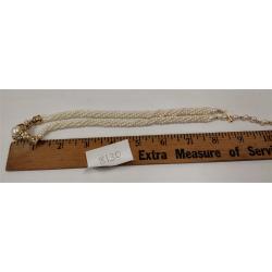 SIGNED MARVELLA PINK & WHITE PEARL NECKLACE WITH GOLD TONE ACCENTS