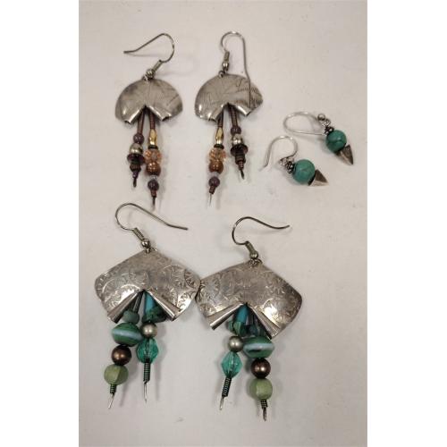 THREE PAIRS OF EARRINGS