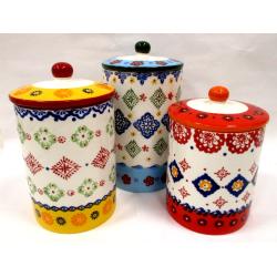 THREE GRADUATED SIGNATURE PORCELAIN CANNISTERS