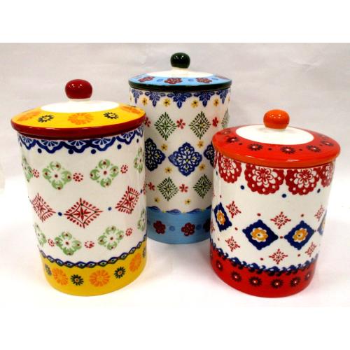 THREE GRADUATED SIGNATURE PORCELAIN CANNISTERS