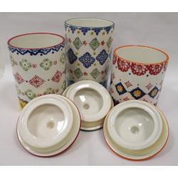 THREE GRADUATED SIGNATURE PORCELAIN CANNISTERS