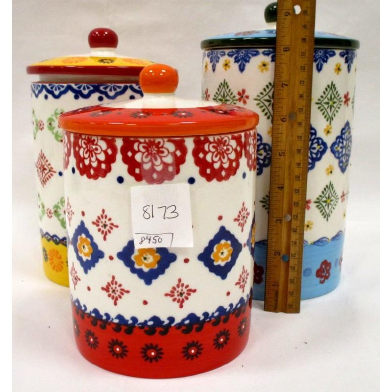 THREE GRADUATED SIGNATURE PORCELAIN CANNISTERS