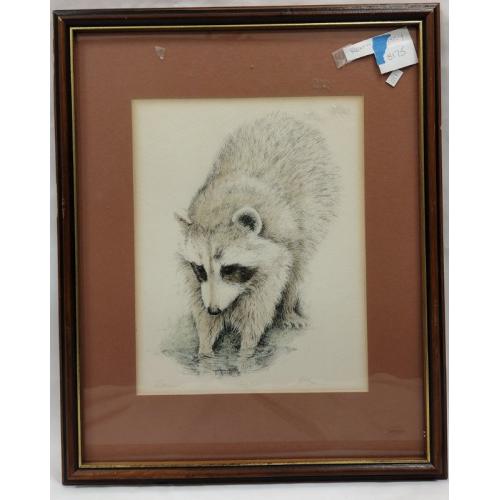 PENCIL SIGNED AND NUMBERED 173/200 RACCOON COLORED ETCHING