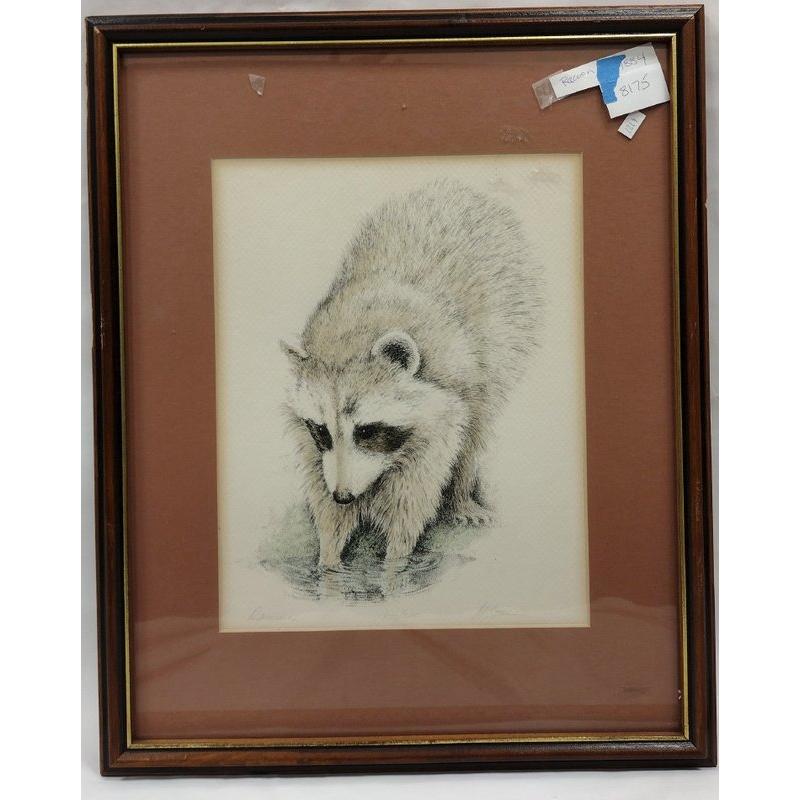 PENCIL SIGNED AND NUMBERED 173/200 RACCOON COLORED ETCHING