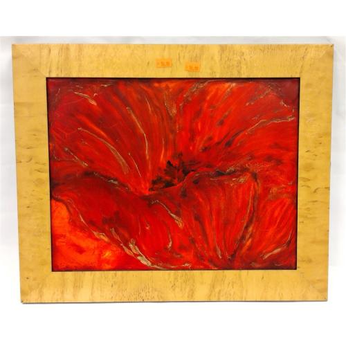 RED ABSTRACT ON MASONITE