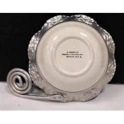 FARBER & SHELVING BOWL IN ORNATE ALUMINUM FRAME.