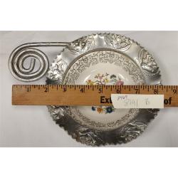 FARBER & SHELVING BOWL IN ORNATE ALUMINUM FRAME.