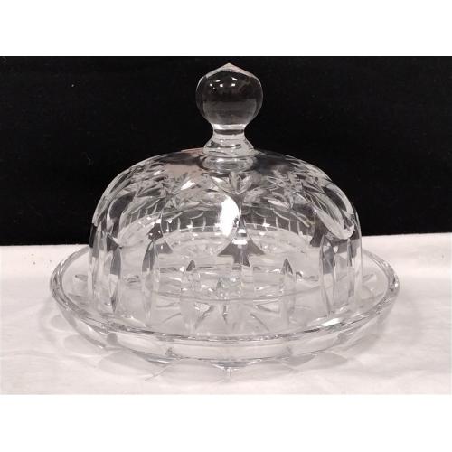 COVERED CRYSTAL BUTTER DISH