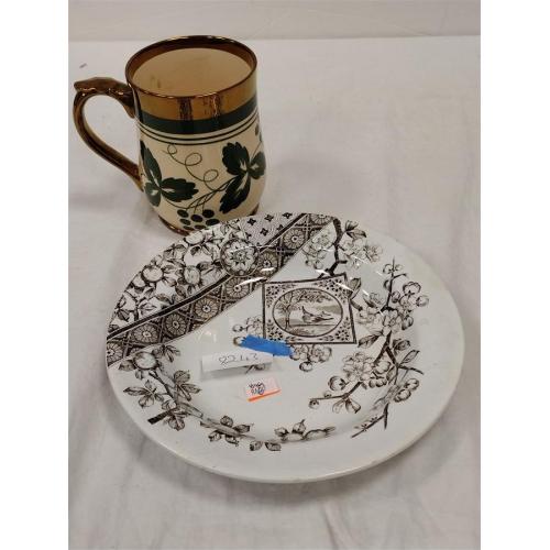 AESTHETICS BROWN TRANSFER WARE BOWL AND ENGLISH MUG