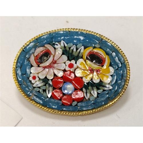 ITALIAN MICRO MOSAIC OVAL PIN