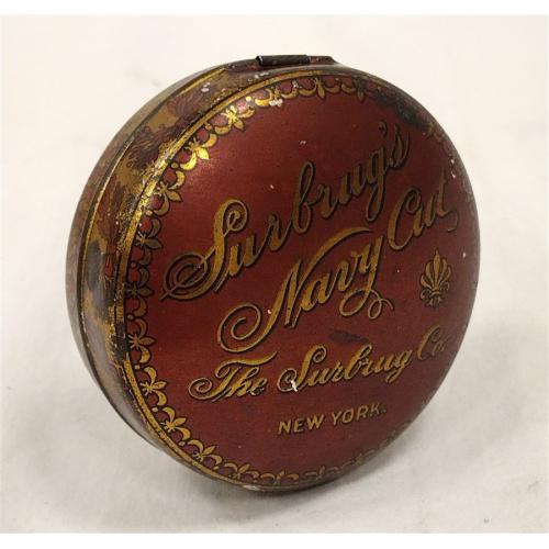SURBRUG'S NAVY CUT ROUND TOBACCO TIN