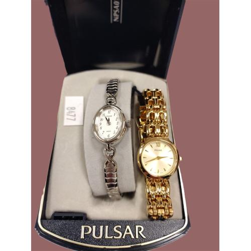 TWO VINTAGE LADIES PULSAR WATCHES, ONE WITH BOX CASE