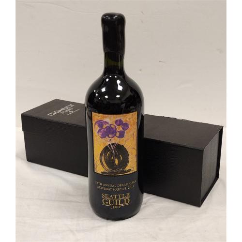 2013 CHIHULY STUDIO O-S WINERY CUT GLASS BOTTLE