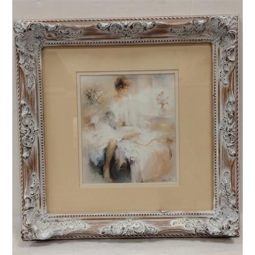 FRAMED PHOTO LITHO PRINT OF A WOMAN.