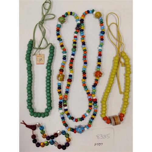 CLAY AND GLASS BEAD NECKLACES AND STRETCH BRACELET
