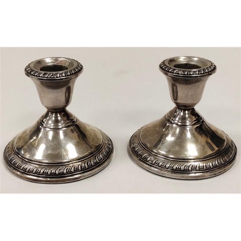 PAIR OF VINTAGE WEIGHTED STERLING CANDLE STICKS