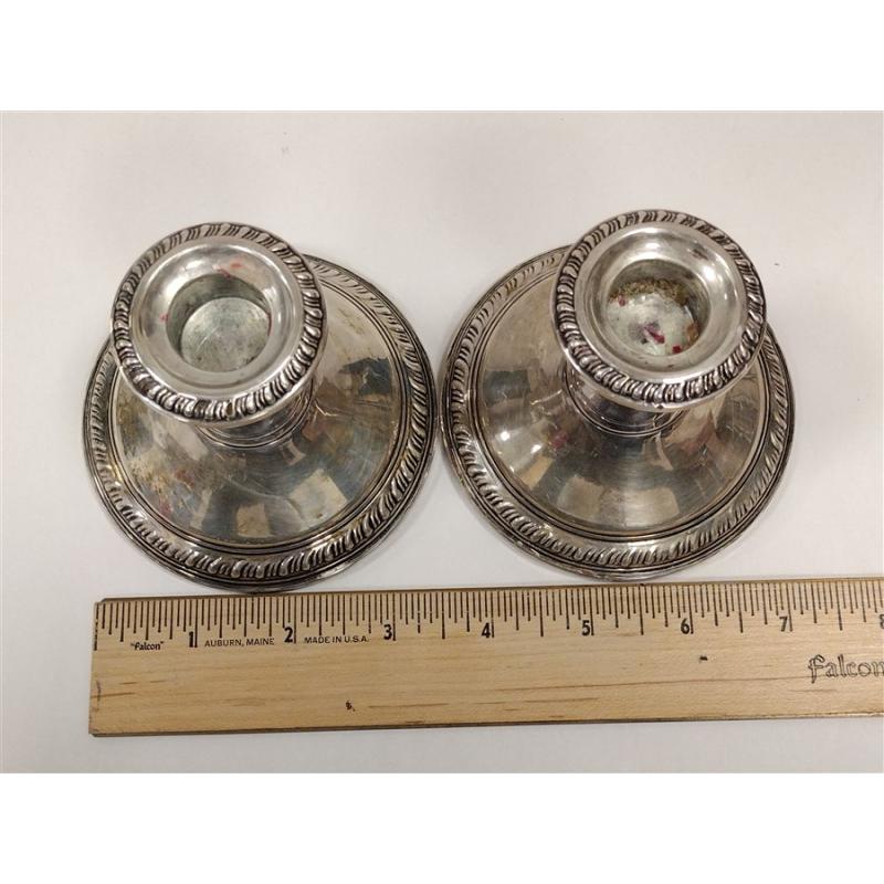 PAIR OF VINTAGE WEIGHTED STERLING CANDLE STICKS