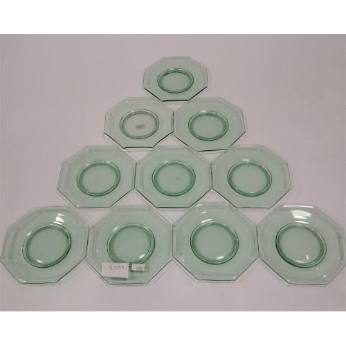 TEN URANIUM GLASS 5.5" PLATES