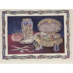 PAIR OF FRAMED SEWING MOTIF PHOTO LITHO PRINTS