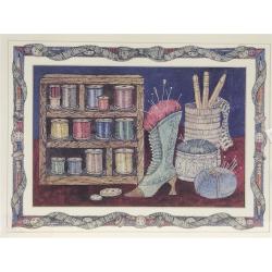 PAIR OF FRAMED SEWING MOTIF PHOTO LITHO PRINTS