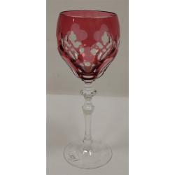 CRANBERRY CUT TO CLEAR GLASS GOBLET.  AS IS