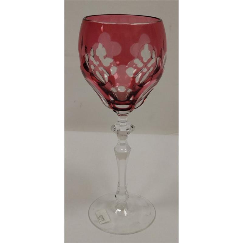 CRANBERRY CUT TO CLEAR GLASS GOBLET.  AS IS