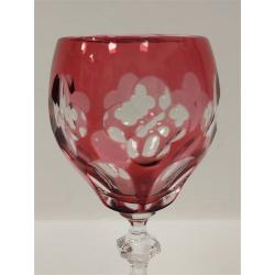 CRANBERRY CUT TO CLEAR GLASS GOBLET.  AS IS