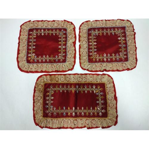 SET OF THREE EMBROIDERED DOILIES