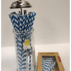 REPRODUCTION GLASS STRAW JAR AND BOX OF PAPER STRAWS