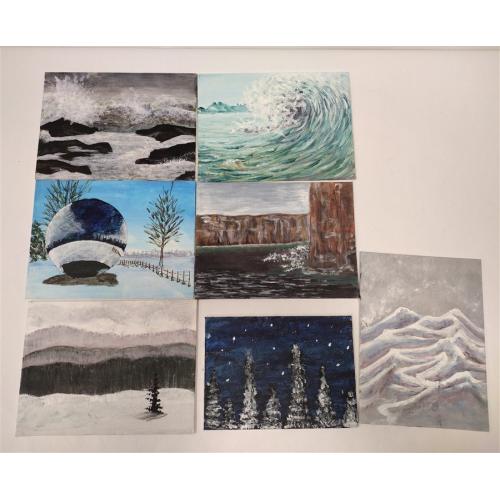 SEVEN CONSTANCE WILLIAMS WATER AND LANDSCAPE ACRYLIC PAINTINGS