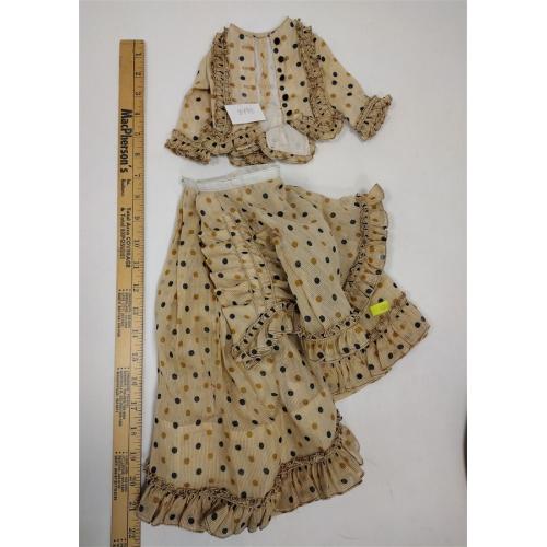 HANDMADE DOLL OUTFIT - BROWN POLKA DOTS, RUFFLES