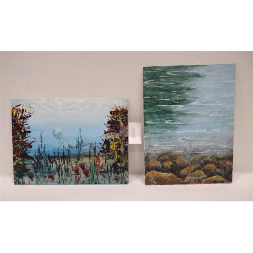TWO CONSTANCE WILLIAMS ACRYLIC PAINTINGS ON CANVAS BOARD