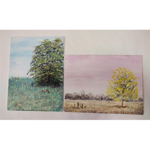 TWO CONSTANCE WILLIAMS ACRYLIC PAINTINGS ON CANVAS BOARD
