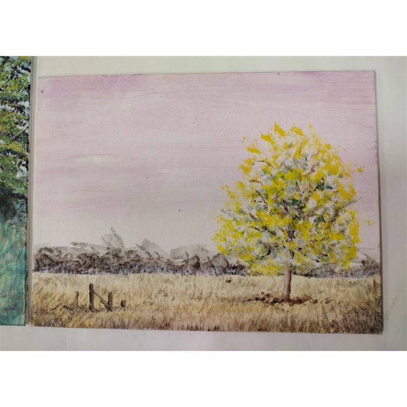 TWO CONSTANCE WILLIAMS ACRYLIC PAINTINGS ON CANVAS BOARD