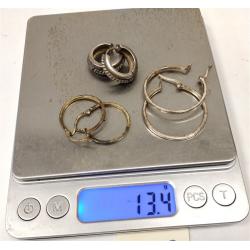 THREE PAIRS OF STERLING HOOP EARRINGS